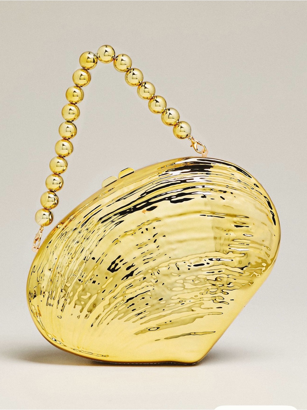 Nwt New Anthropologie Convertible Seashell Bag Purse Gold Shell